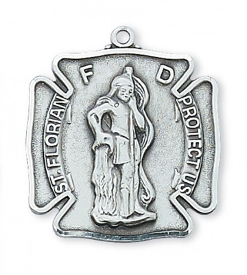 STERLING SILVER ST FLORIAN 24" CHAIN & BOX