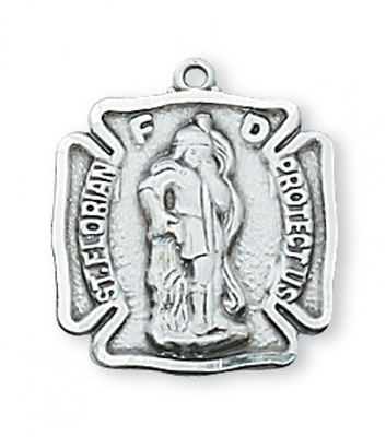 STERLING SILVER ST FLORIAN 18" CHAIN & BOX