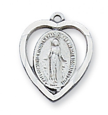 Sterling Silver Miraculous Medal 18" Sr Chain & Box