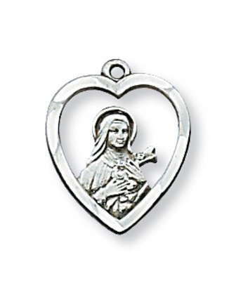 STERLING SILVER ST THERESE 18" SR CHAIN & BOX