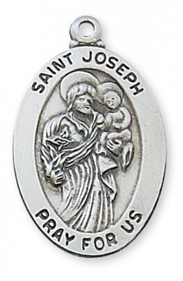 STERLING SILVER ST JOSEPH 20" CHAIN & BOX