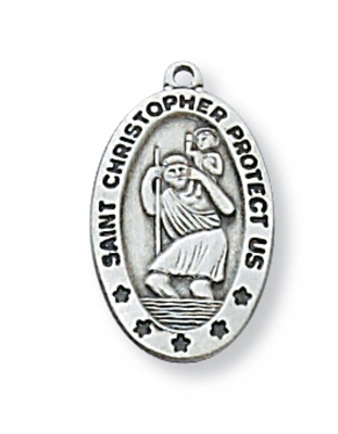 STERLING SILVER ST. CHRISTOPHER 18" CHAIN & BOX