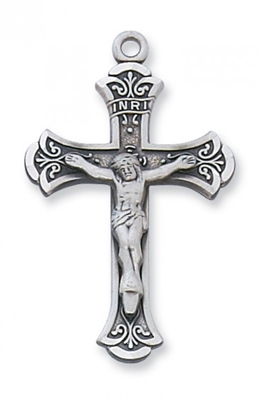 STERLING SILVER CRUCIFIX 18" CHAIN & BOX