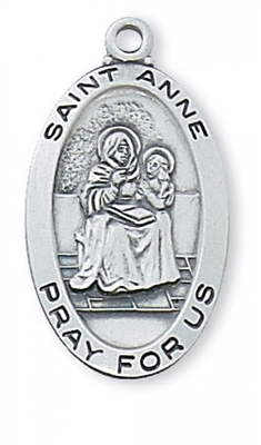 STERLING SILVER ST ANNE 18" CHAIN & BOX