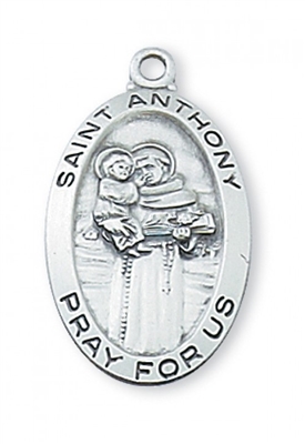 STERLING SILVER ST ANTHONY 18" CHAIN & BOX