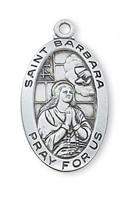 STERLING SILVER ST BARBARA 18" CHAIN & BOX