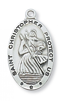 SS ST CHRISTOPHER CHAIN & BOX