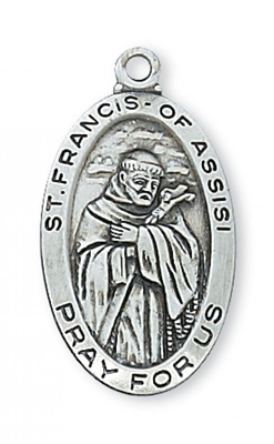 STERLING SILVER ST FRANCIS 18" CHAIN & BOX