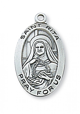 STERLING SILVER ST RITA 18" CHAIN & BOX