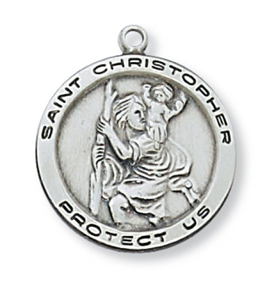STERLING SILVER ST. CHRISTOPHER 18" CHAIN & BOX