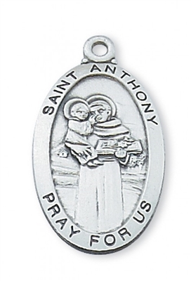 STERLING SILVER ST ANTHONY 24" CHAIN & BOX