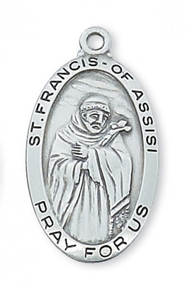 STERLING SILVER ST FRANCIS 24" CHAIN & BOX