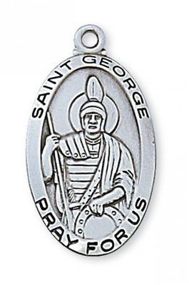 STERLING SILVER ST GEORGE 24" CHAIN & BOX