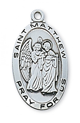 STERLING SILVER ST MATTHEW 24" CHAIN & BOX