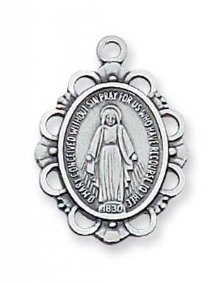 STERLING SILVER MIRACULOUS 18" CHAIN & BOX