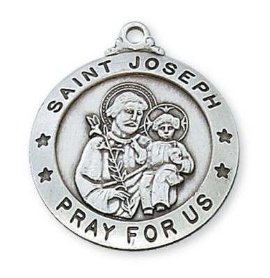 STERLING SILVER ST. JOSEPH 24" CHAIN & BOX