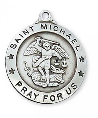 STERLING SILVER ST. MICHAEL 24" CHAIN & BOX