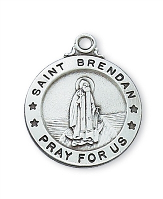 STERLING SILVER ST. BRENDAN 20" CHAIN & BOX