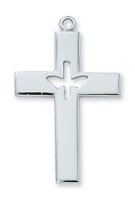 STERLING SILVER CROSS W/HSP 24" CHAIN & BOX