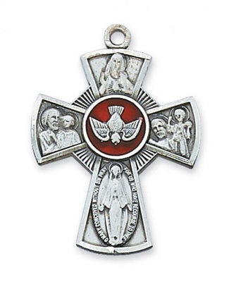 STERLING SILVER LG 4-WAY ENAMELED 24" CHAIN & BOX