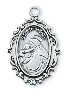 STERLING SILVER ST ANTHONY 18" CHAIN & BOX