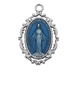 Sterling Silver Blue Miraculous Medal 18" Chain & Box