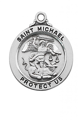 STERLING SILVER ST. MICHAEL 20" CHAIN & BOX