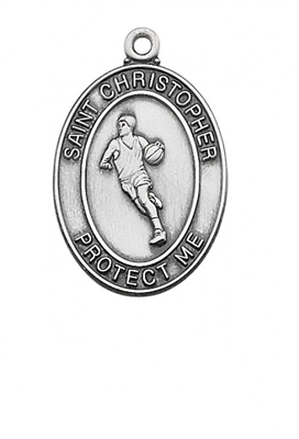 SS BASKETBALL MEDAL 24"" CHAIN & BOX