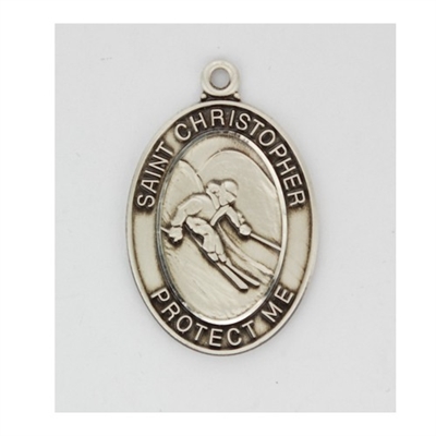 SS SKIING MEDAL 24"" CHAIN & BOX