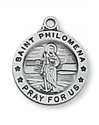 STERLING SILVER ST PHILOMENA 18" CHAIN & BOX