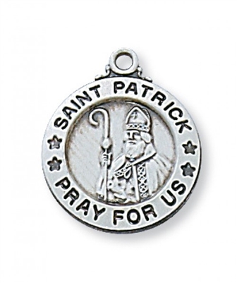 STERLING SILVER ST. PATRICK  18" CHAIN & BOX