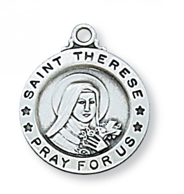 STERLING SILVER ST. THERESE 18" CHAIN & BOX