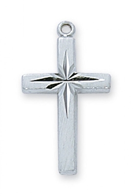 STERLING SILVER ENG CROSS 18" CHAIN & BOX