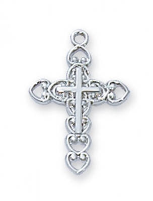 STERLING SILVER CROSS 16" CHAIN & BOX
