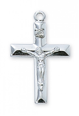 STERLING SILVER CRUCIFIX 18" CHAIN & BOX