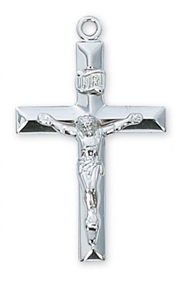STERLING SILVER CRUCIFIX 24" CHAIN & BOX