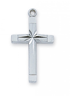 STERLING SILVER ENG CROSS 18" CHAIN & BOX