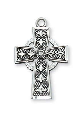 STERLING SILVER CELTIC CROSS 18" CHAIN & BOX