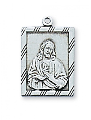 STERLING SILVER SACRED HEART 18" CHAIN & BOX