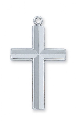 STERLING SILVER ENGRAVED CROSS 24" CHAIN