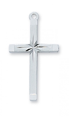 STERLING SILVER STARBURST CROSS 18" CHAIN & BOX