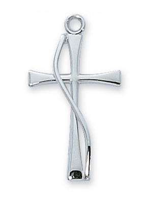 STERLING SILVER CROSS WITH WIRE 18" CHAIN & BOX