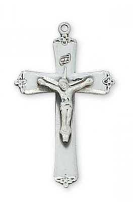 STERLING SILVER SMALL CRUCIFIX 18" CHAIN & BOX