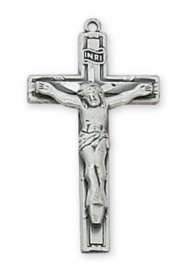 STERLING SILVER SMALL CRUCIFIX 18" CHAIN & BOX