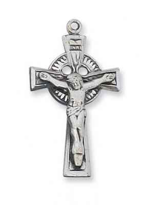 STERLING SILVER SMALL CRUCIFIX 18" CHAIN & BOX