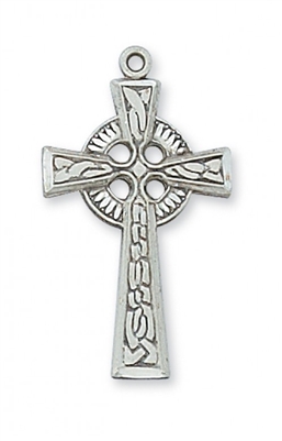 STERLING SILVER CELTIC CROSS 18" CHAIN & BOX