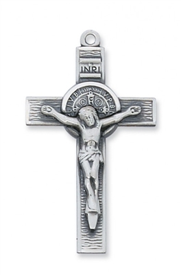 STERLING SILVER ST. BENEDICT 24" CHAIN & BOX