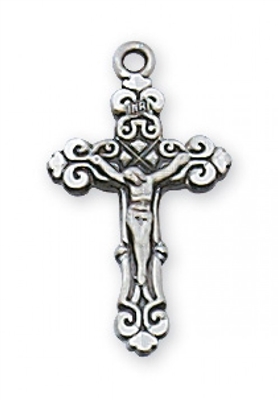 STERLING SILVER CRUCIFIX W/16" CHAIN &BOX