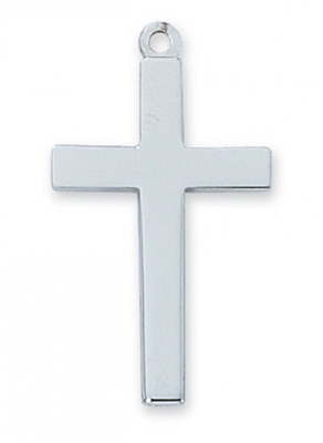 STERLING SILVER BLOCK CROSS 20" CHAIN & BOX