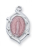 Sterling Silver Miraculous Medal Pink 16" Chain & Box